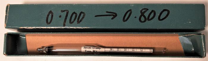 Used Ertco 2536 Specific-Gravity Hydrometer - 0.700 to 0.800