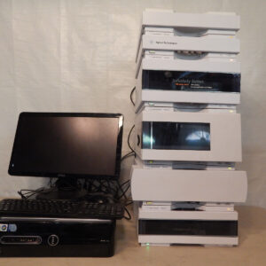 A computer and an Agilent Technologies 1200 Infinity Series LC System.