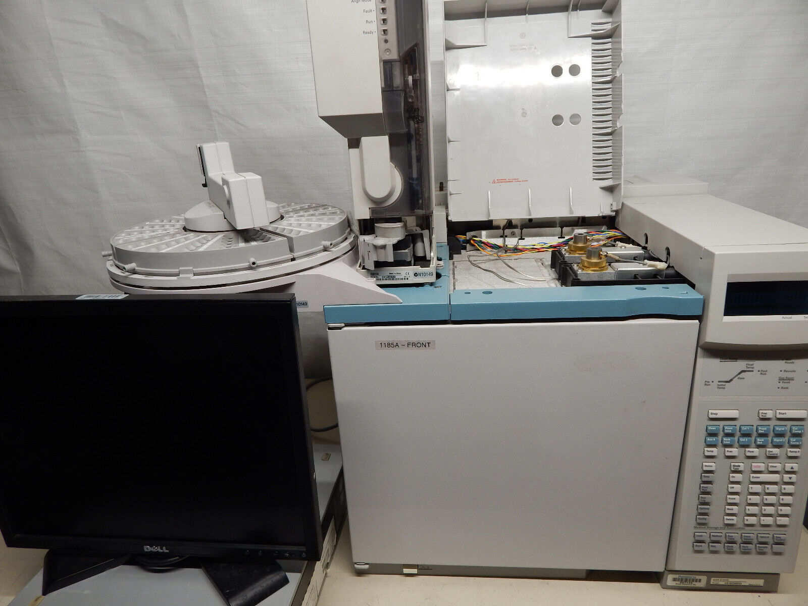 Front view of a gas chromatograph mass spectrometer