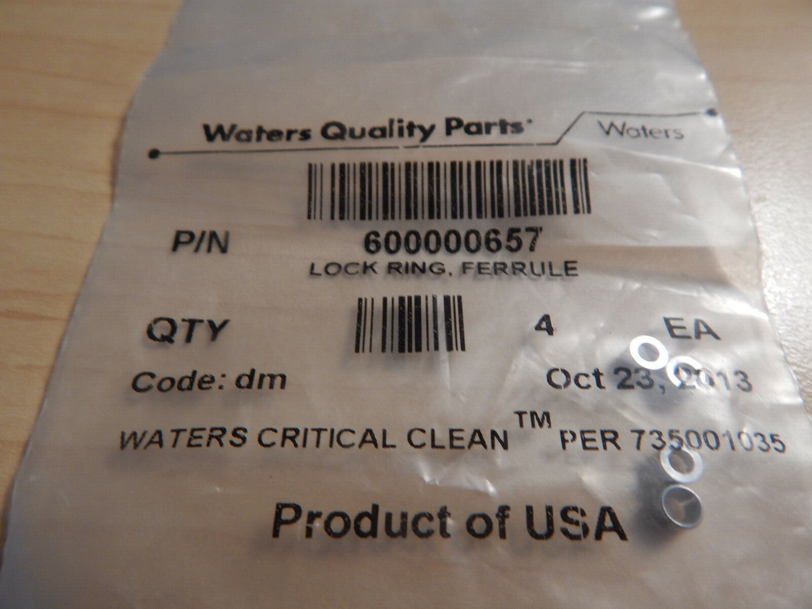 Waters Quality Parts packaging with part number 60000657.